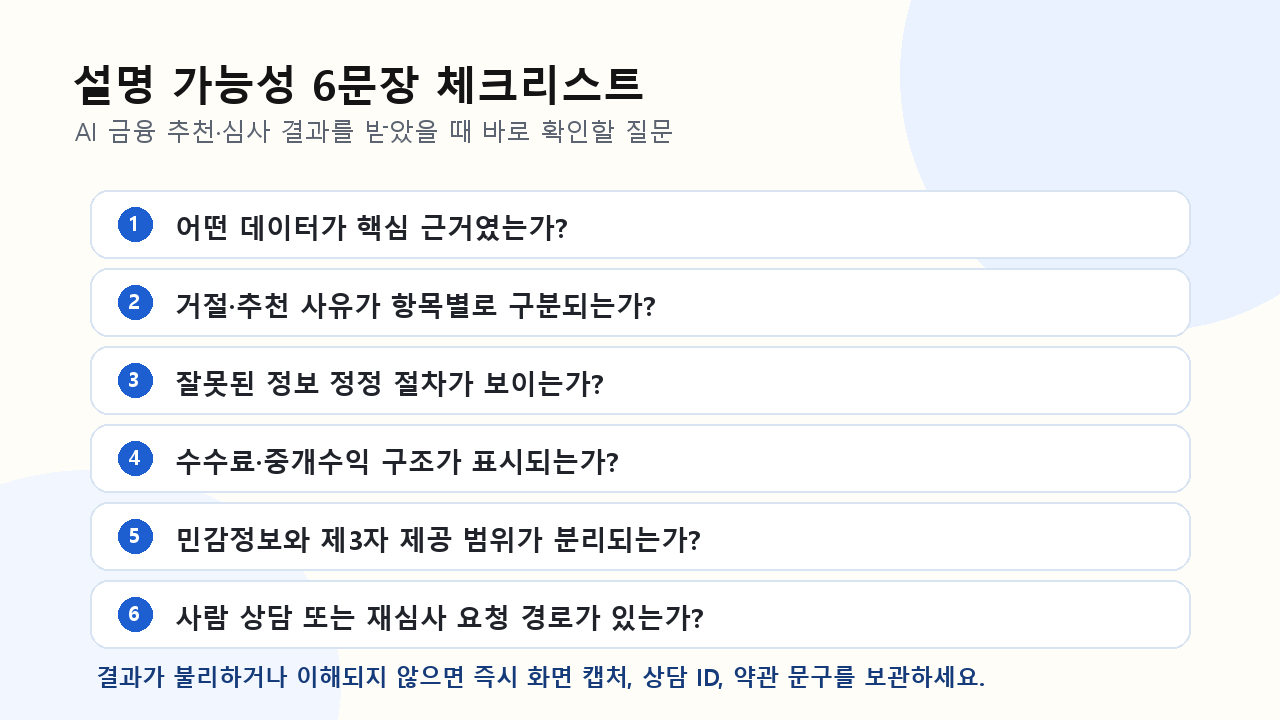 AI 금융 설명 가능성 확인을 위한 여섯 가지 체크리스트